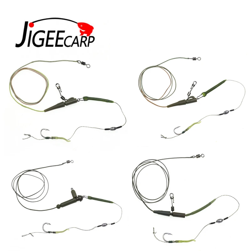JIGEECARP 1 компл. Ручной работы Карп рыболовные волосы установки с полым свинца основной линии поворотный Бард Крюк#2#4#6 Chod установки терминала снасти