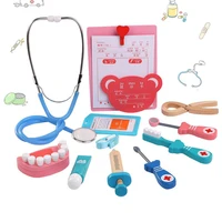 Unisex Toddler Pretend Play Stethoscope Toy Doctor Toys Wood Simulation Dentist Toy Accessories Small Nurses Injection Tool Girl 1