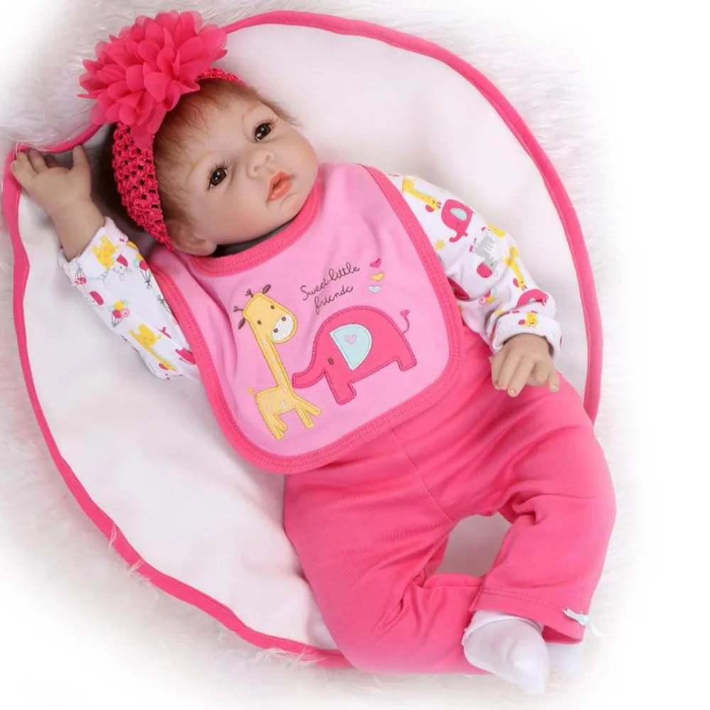 

NPK 55cm Simulation Baby Cute Reborn Doll High Grade Soft Silicone Lifelike Cloth Body Newborn Doll Parenting Children Toy