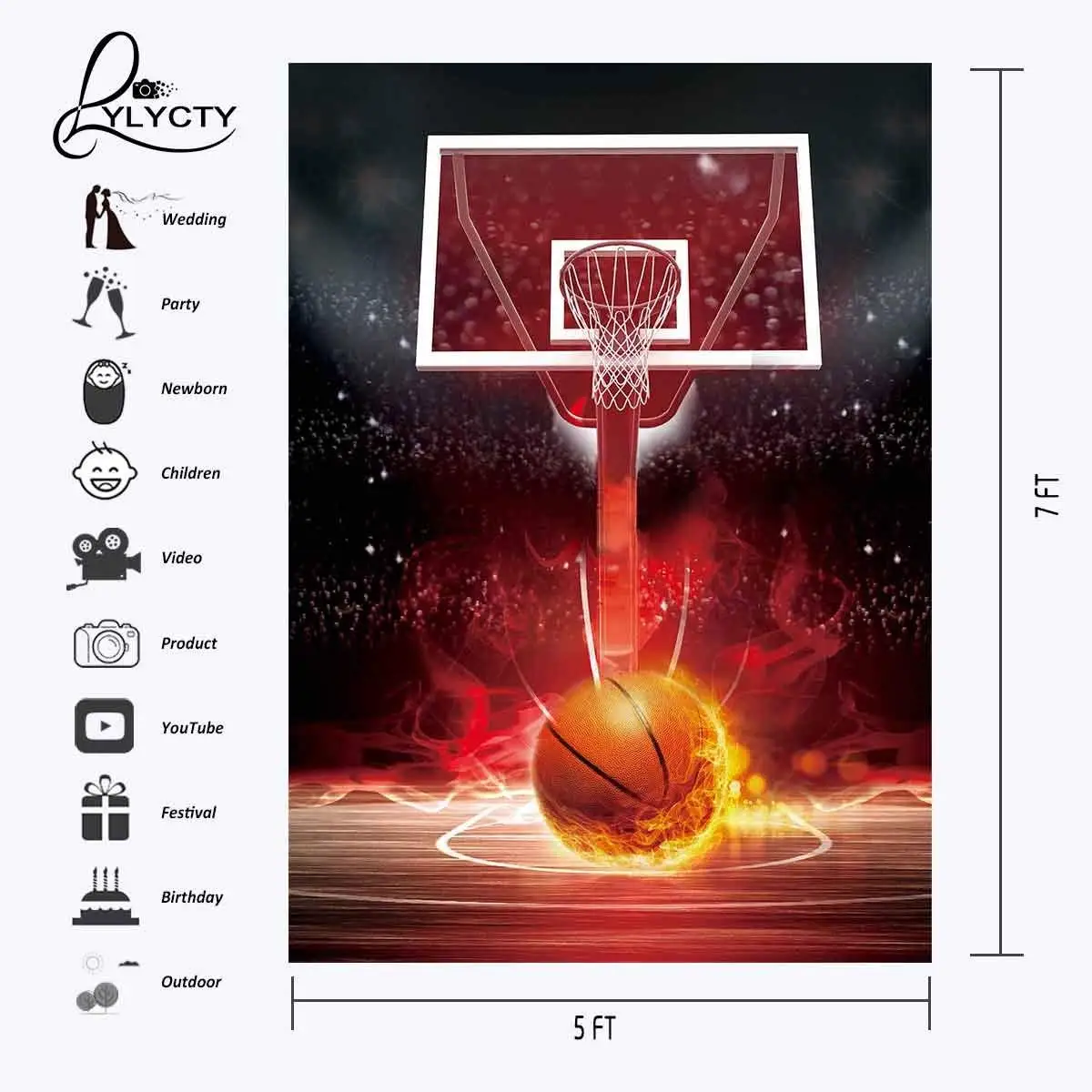 150x220cm Hot Blood Basketball Backdrop Hot Blood Basketball Series Photography Background for Camera Photo Props