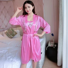 Сексуальное шелковое белье, платье, комплект пижам для женщин, летние Ночные сорочки из двух предметов, ночные сорочки, пижамы для сна, кимоно, халат для женщин