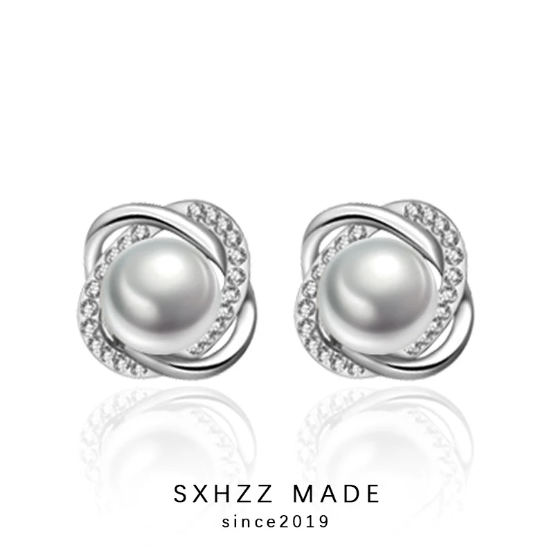 SXHZZ новые высококлассные 925 пробы серебряные серьги с цирконием и жемчугом, роскошные серьги-гвоздики для женщин, brincos pendientes, высокое качество