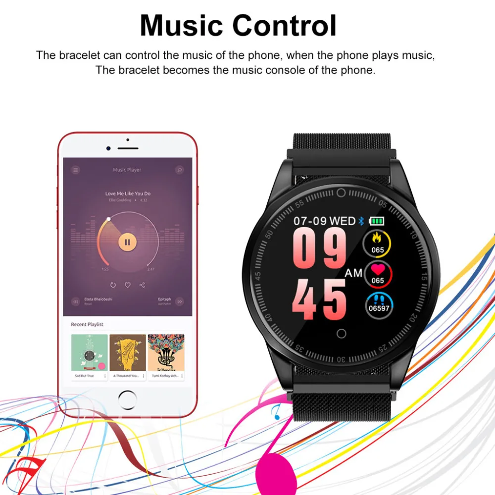 Fashion Ergonomic design Fitness Waterproof index Heart Rate Activity Step Counter Music Control Smart Bracet For Kids Women Men Fashion Ergonomic design Fitness Waterproof index Heart Rate Activity Step Counter Music Control Smart Bracet For Kids Women Men