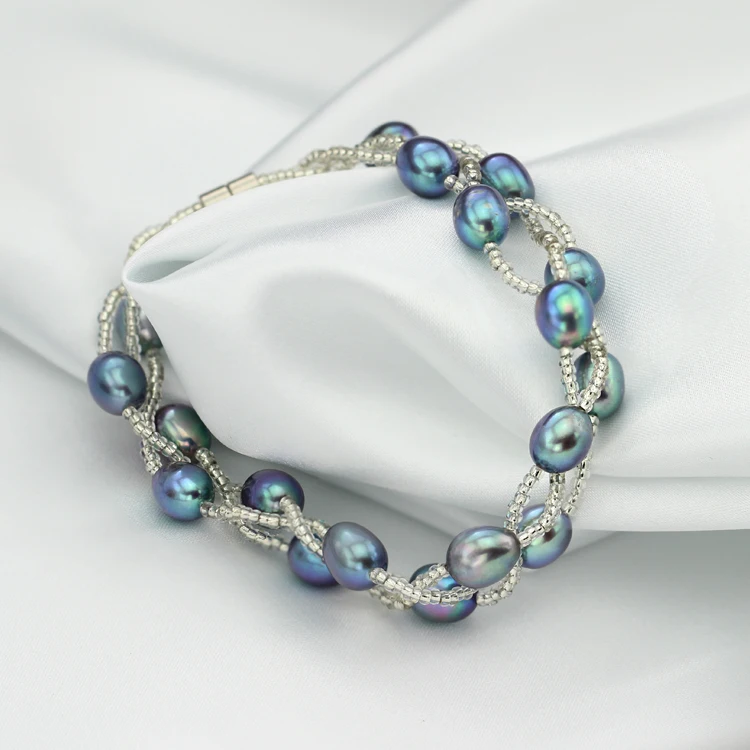 100% Natural Freshwater Pearl Bracelets Silver 925 Chain many colors Real pearl gift for girl friend Fine Jewelry