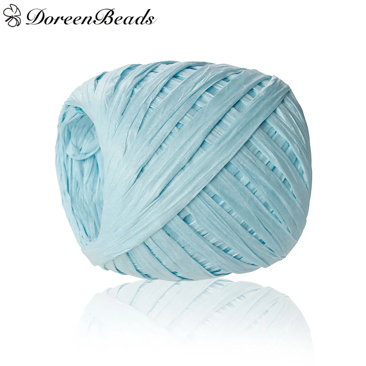 DoreenBeads Raffia Paper Jewelry Ribbon Cord Skyblue 0.2mm 4.0mm-8.0mm 2 Rolls (Approx 20 M/Roll) | Украшения и аксессуары