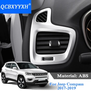 

QCBXYYXH ABS 2PCS For Jeep Compass 2017-2019 Car Styling Aluminum Dashboard Outlet Sequins Chrome Trim Decoration