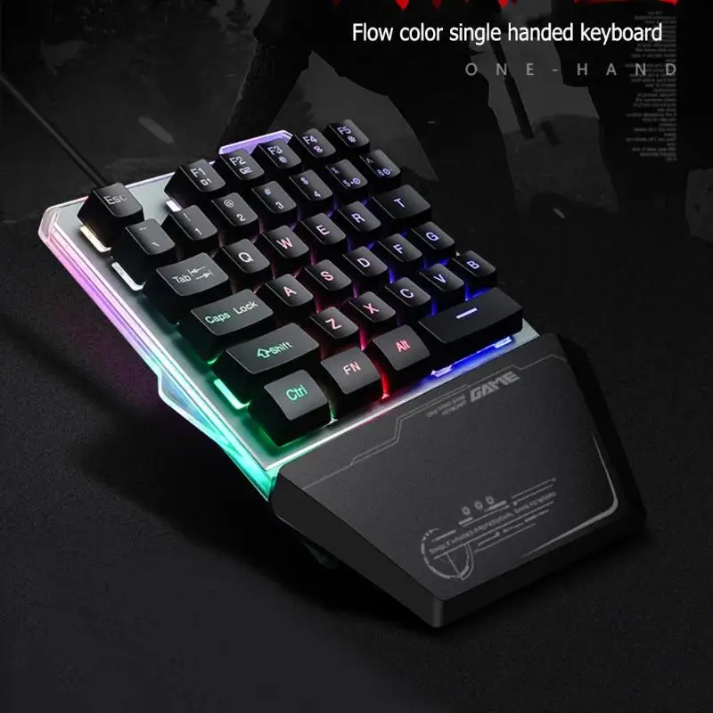 G40 одна рука USB профессиональная Проводная 35 клавишная игровая клавиатура RGB светодиодный подсветка клавиатура для PUBG ПК компьютер