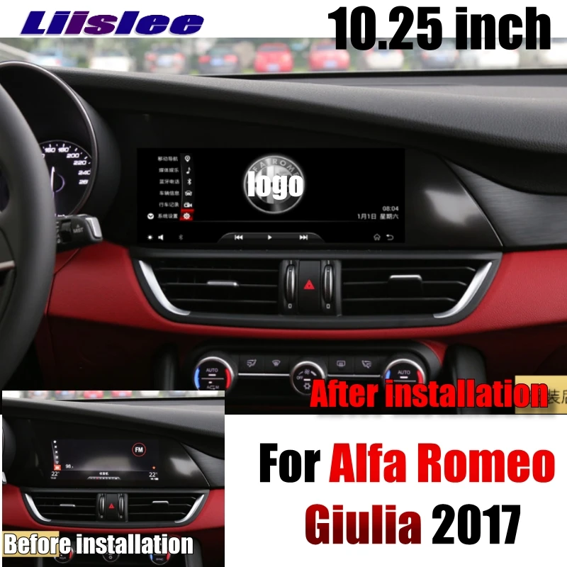 Для Alfa Romeo Giulia LiisLee Автомобильный мультимедийный CarPlay адаптер 10,2" Android gps wifi стерео радио навигация NAVI