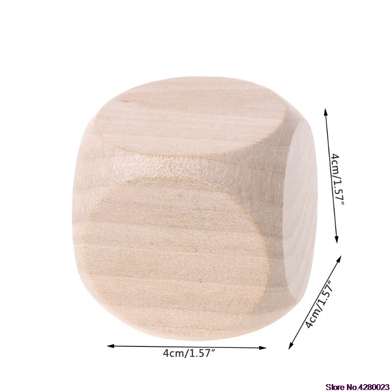 Новинка 40 мм пустое дерево игральные кости Детские игрушки печать гравировка написать живопись DIY Семейная Игра