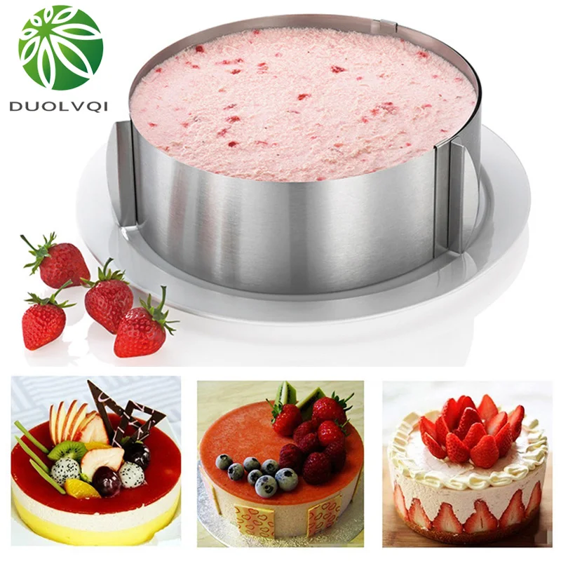 

Duolvqi 16-30cm Adjustable Cake Layered Slicer Stainless Steel Retractable Circular Mousse Ring Cut Tool Round Cake Cutter