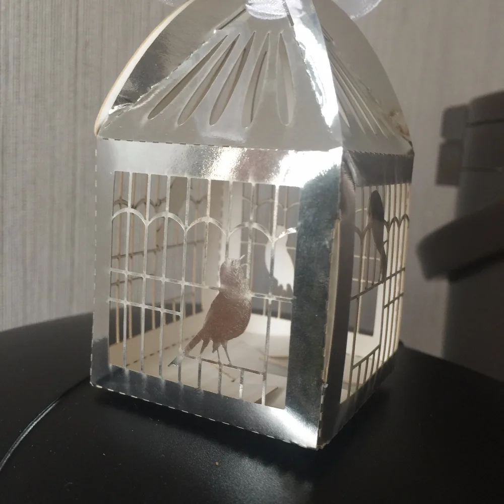 

300pcs Love Bird Metallic Paper Silver Gift Boxes,Square Wedding Favor Box,Wedding Mirror Shine Favour Box,Cake Packaging Boxes