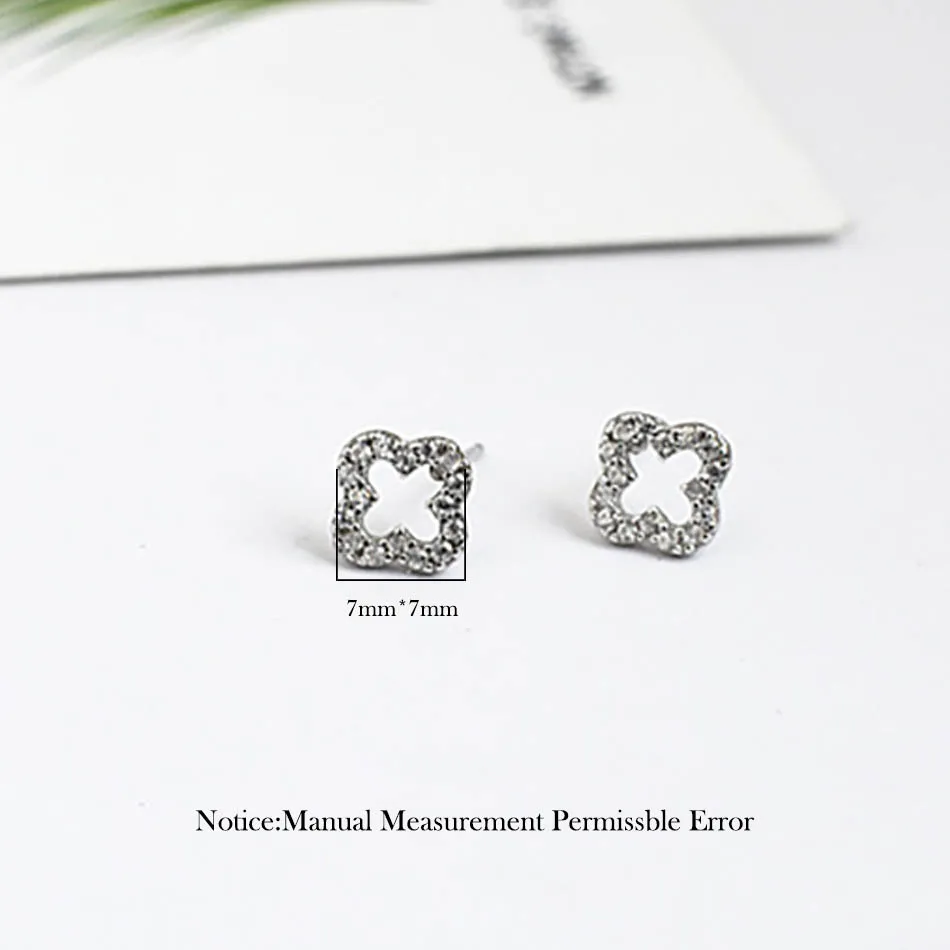 1 2018 Hot Fashion 100% 925 Sterling Silver Clover Female Stud Earrings For Women Authentic Original Jewelry Gift Oorbellen