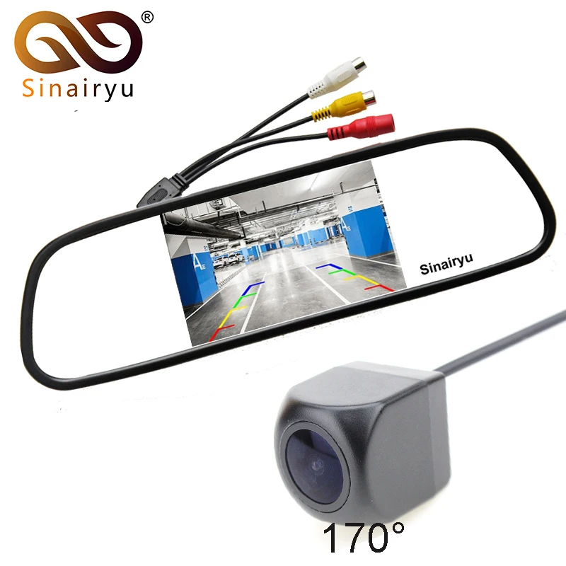 

Sinairyu 4.3 inch Car Rear View Monitor Reversing LCD TFT Display with Night Vision Backup Rearview Fisheye MCCD Camera