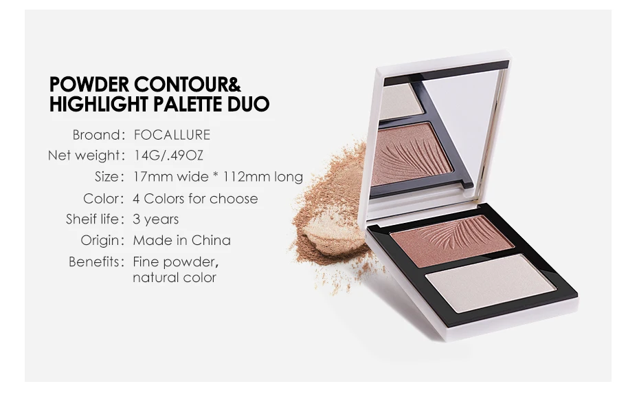 FOCALLURE Double Head 3D Bronzer Highlighter For Face Makeup Stick Cream Texture Contour Iluminador Makeup Highlighter Bronzer