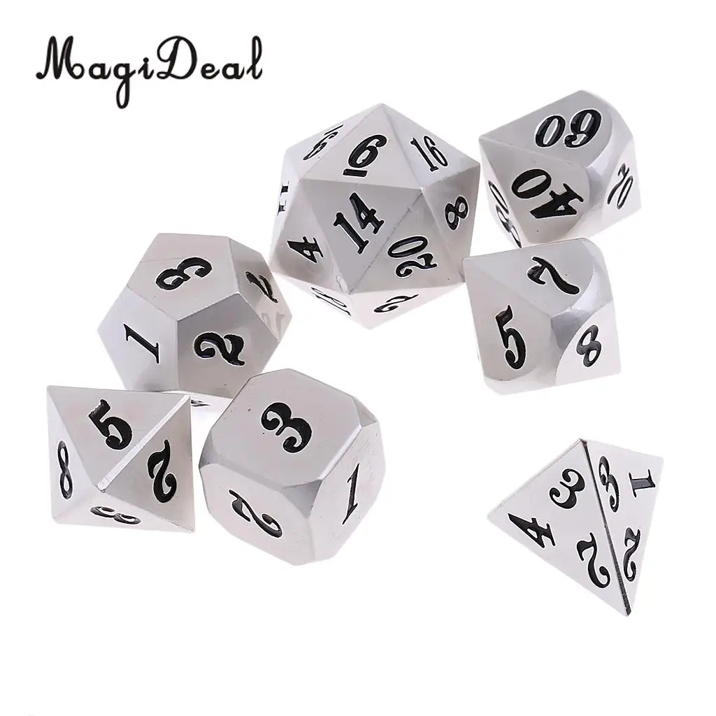 7x цинковый сплав металлов многогранные кубики набор D6 D8 D10 D12 D20 ролевая игра для взрослых вечерние паб КТВ Бар настольной игры и игрушки