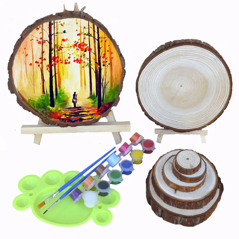 

12-30cm Natural Pine Round Unfinished Big Size Wood Slices Circles With Tree Bark Log Discs DIY Crafts Wedding Party Painting
