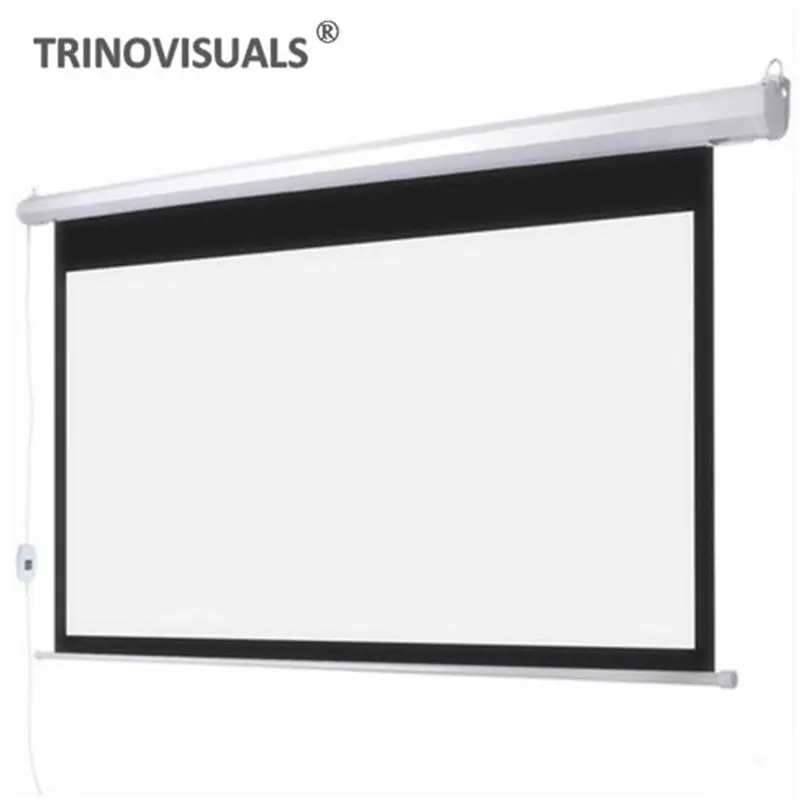 

E1BJH, 80 92 100 120 inch Electric Projector Screen 16:9 Home Cinema Business School Bar Motorized LED DLP Projection Screen