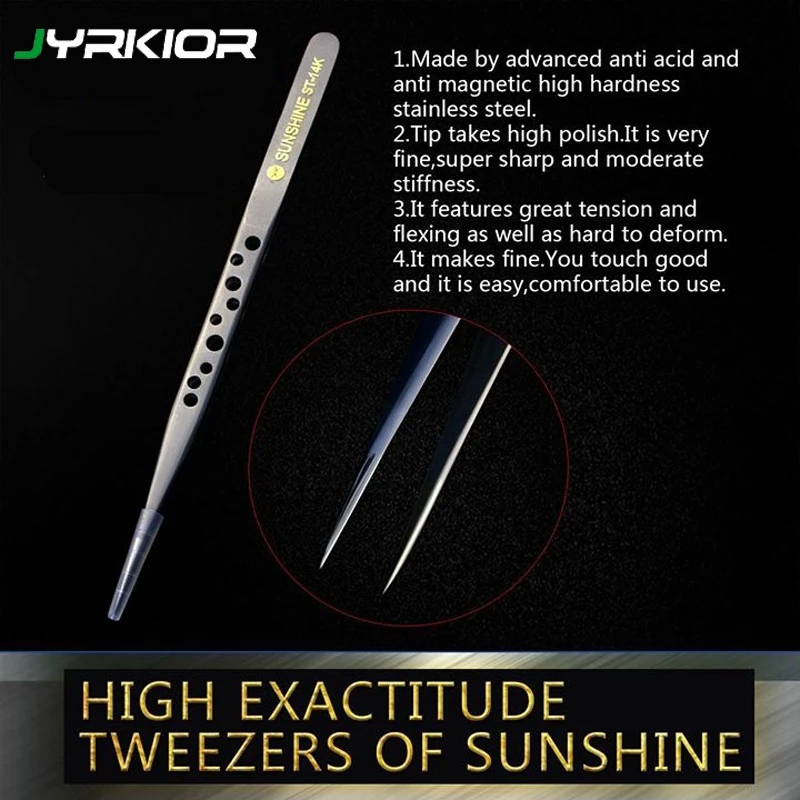 

Jyrkior Ultra-Precision Tweezers Porous Thermal Tip Tweezers Beauty Clips Repair Tools Tweezers