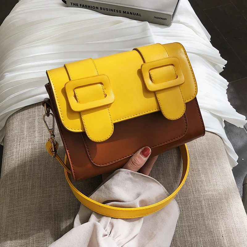 

Designer Hit Color Postman Satchels Bag PU Leather Women Shoulder Messenger Bag Casual Cross Body Bags for Women New Bolso 2019