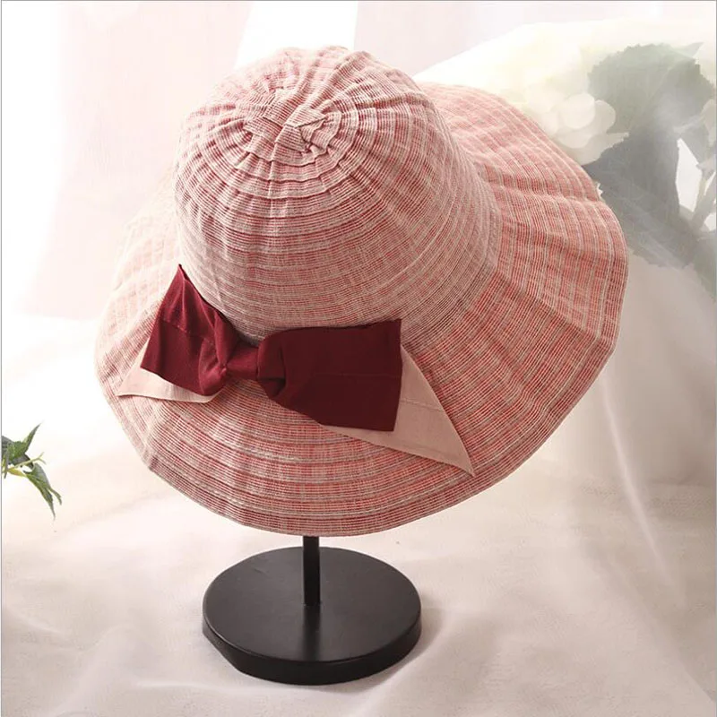 free shipping Women Denim Bucket Hats with Bow Washed Summer Caps for