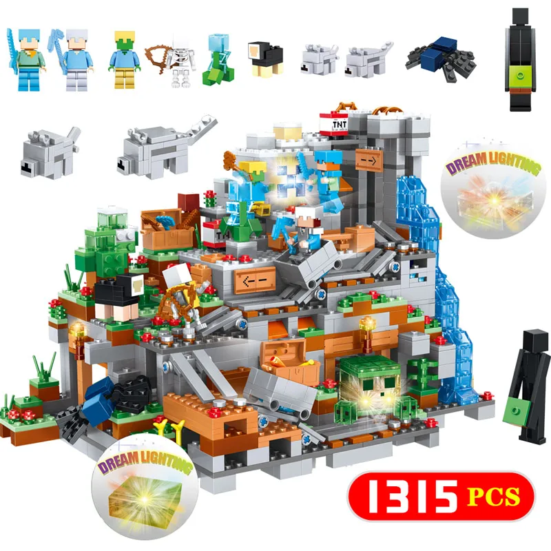 

1315PCS Organs Of The Cave Building Blocks Compatible LegoINGLYS Minecrafted Figures 3D Dream Lighting Bricks Toy Christmas Gift