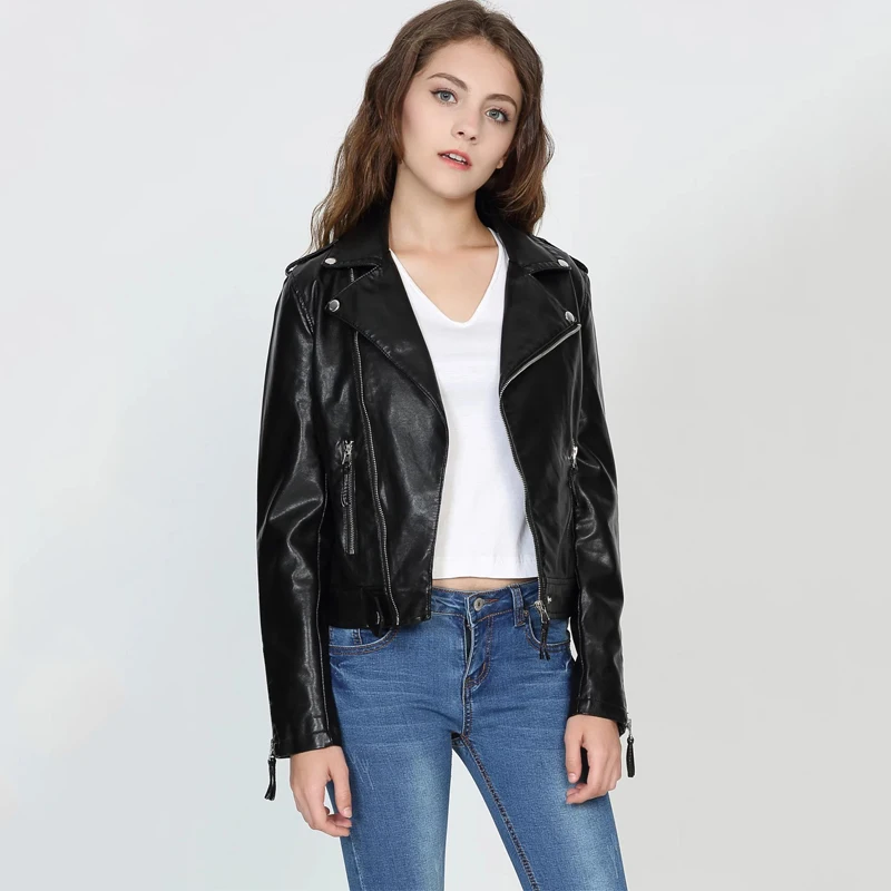 Куртка TMODA294 женская из искусственной кожи верхняя одежда на молнии
