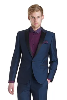 New Arrival Dark Blue Wedding Suit for Men Groom Tuxedos (Jacket+Pants+tie) One Button Mens Suits Peak Lapel Best Men Suits New Arrival Dark Blue Wedding Suit for Men Groom Tuxedos (Jacket+Pants+tie) One Button Mens Suits Peak Lapel Best Men Suits
