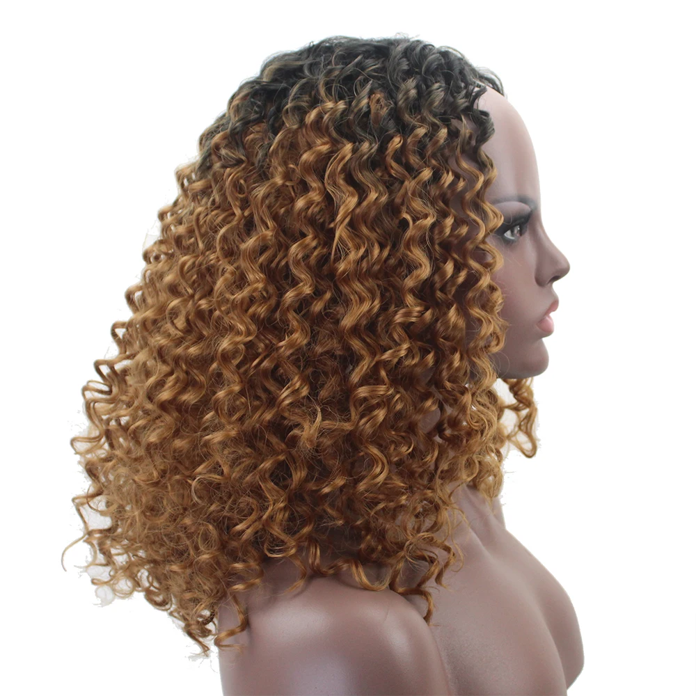 Радость и красота черный Ombre коричневый странный фигурные парики для черный Для женщин афро парик синтетических волос АФРИКАНСКАЯ