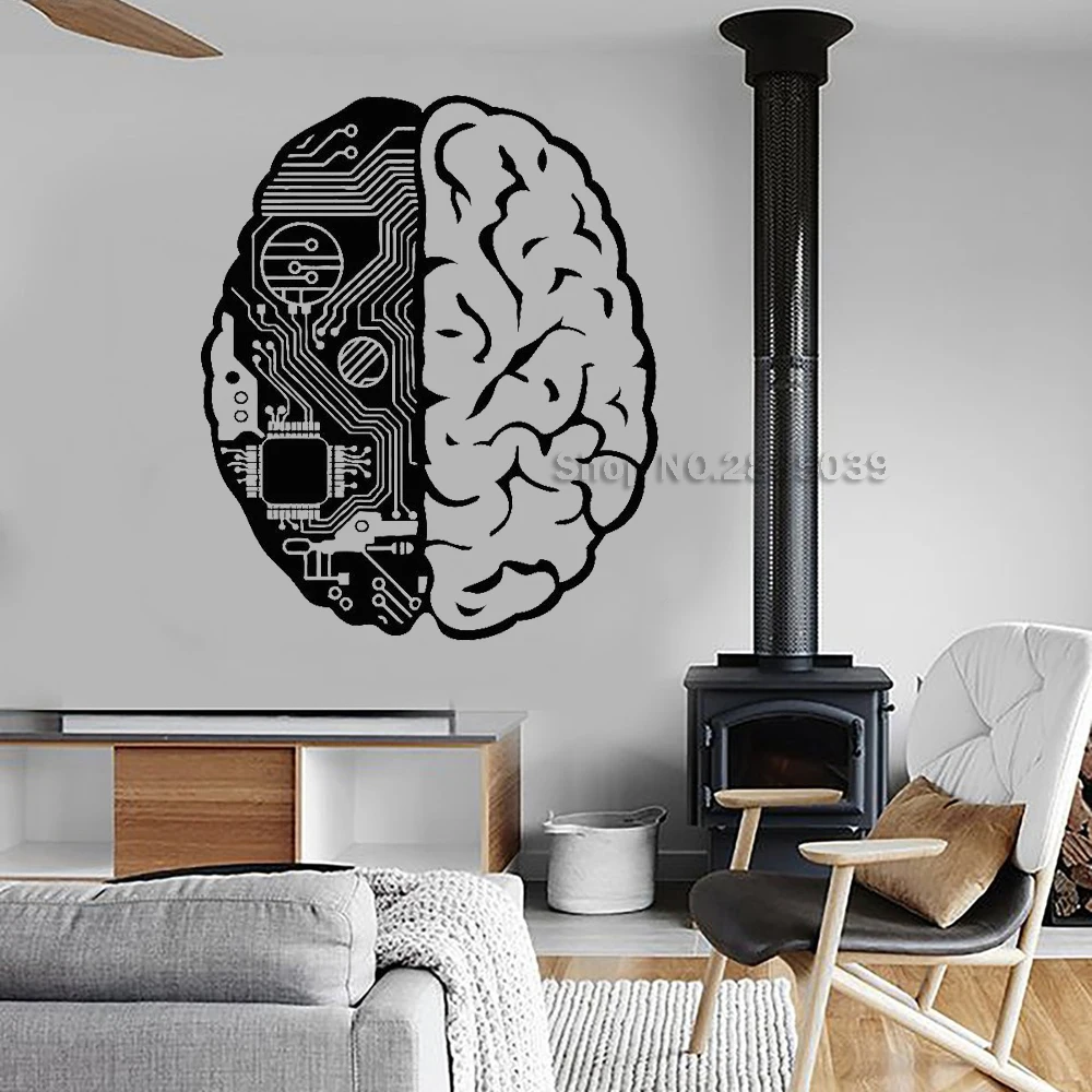 Brain chip engineer vinyl wall stickers geek computer artificial