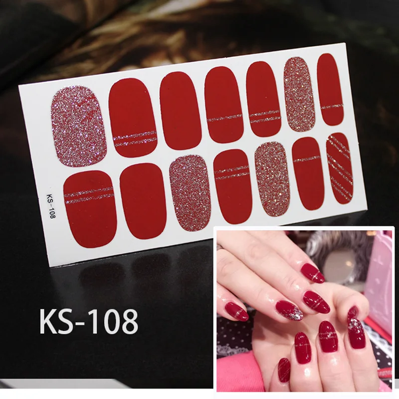 

Waterproof Gradient Color Full Nail Stickers with Decals Strips for Girls 998