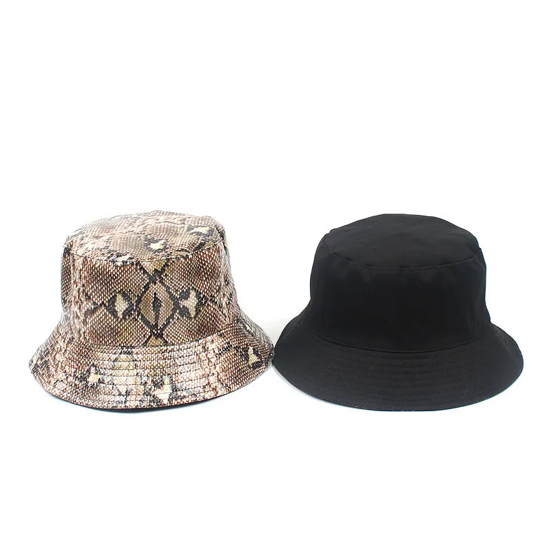 2019 Men's and women's snakeskin beach hats double-sided wear personality large bowl sunshade beach hat beach hat cotton 40J5 (6)