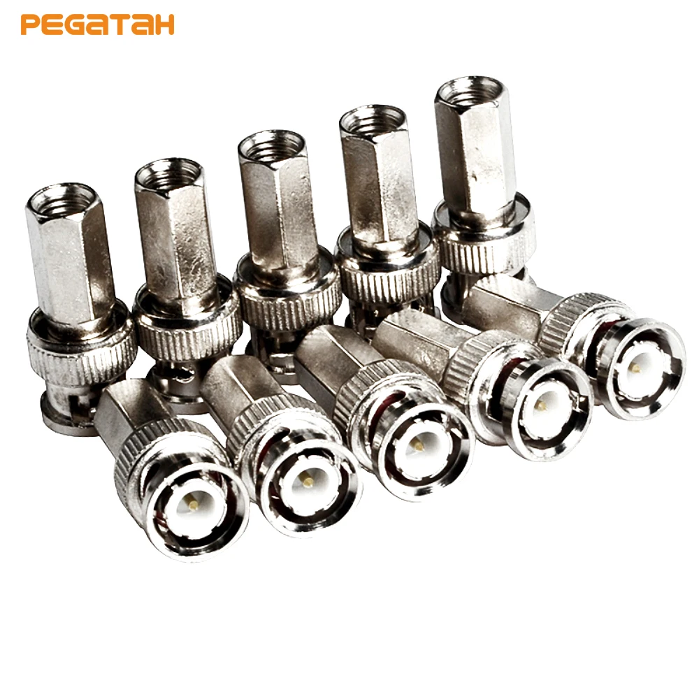 

10PCS BNC security system Male Connectors Cable Adapters for RG59 Coaxial Cable BNC1A2 C63
