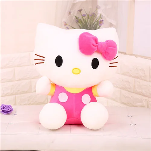 20 см-80 см Высокое качество Кристалл супер мягкий милый hello kitty кукла-плюшевый Кот розовый синий KT кошка детская игрушка девочка подарок на день рождения - Цвет: Черный