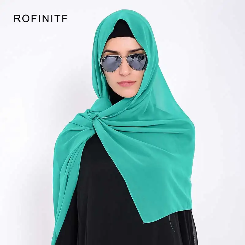 High Quality Plain Bubble Chiffon Scarf Solid Color Shawls Headband 71 Color Popular Hijab 