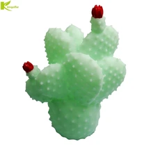 Милый кактус светодиодный ночник детский подарок спальня гостиная украшение дома Зеленые ночные светильники Кнопка батарея