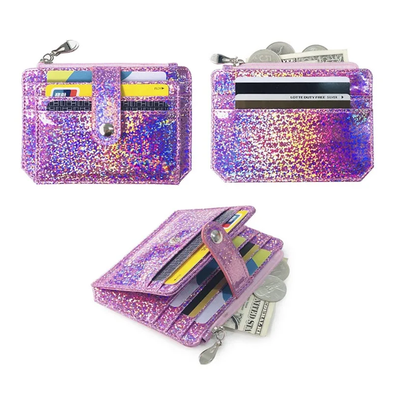 

KANDRA Sequins Glitter Card Holder Girls Driver's License Bag ID Credit PU Leather Card Holder Case Business Card Bags