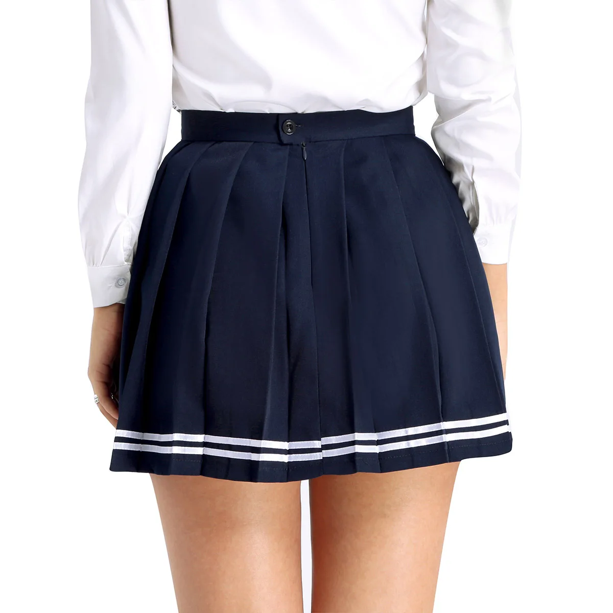 Womens Japan Students Cosplay School Uniforms High Waisted A-line Solid Plaid Pleated Mini Skirts Sexy Parties Clubwear Costumes