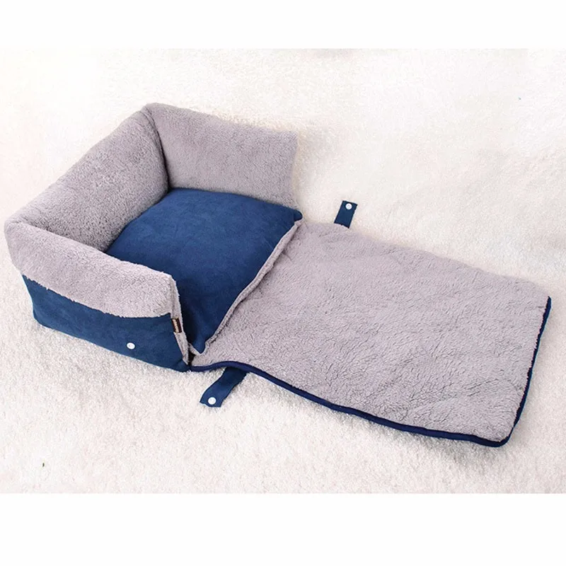 Многофункциональный Темно-синие раскладушка спальник, кроватка для собаки флип маленький средний собака одеяло-кровать для животных