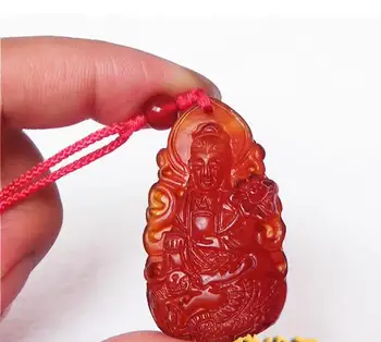 

Genuine Natural Red Agate Pendant Zodiac dragon Bodhisattva natal Buddha dragon pendant.