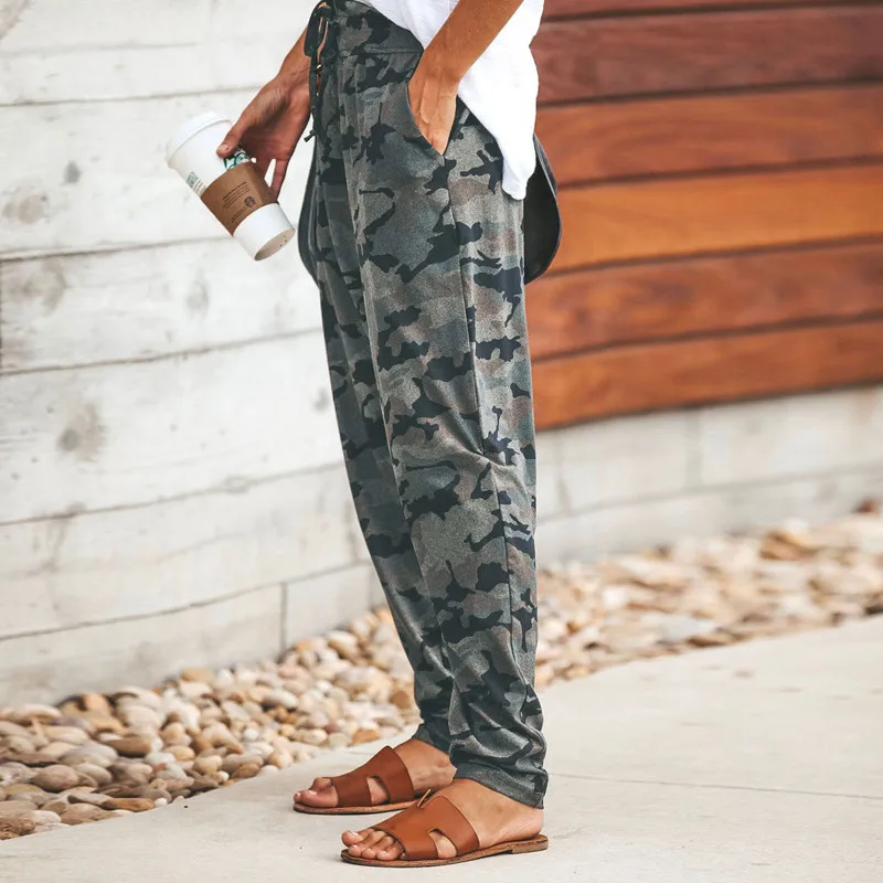 Skup 2019 wysokiej talii spodnie kamuflażowe kobiety moda Pantalon Femme spodnie Plus rozmiar 3XL spodnie dresowe Streetwear spodnie kamuflażowe kobiet B036