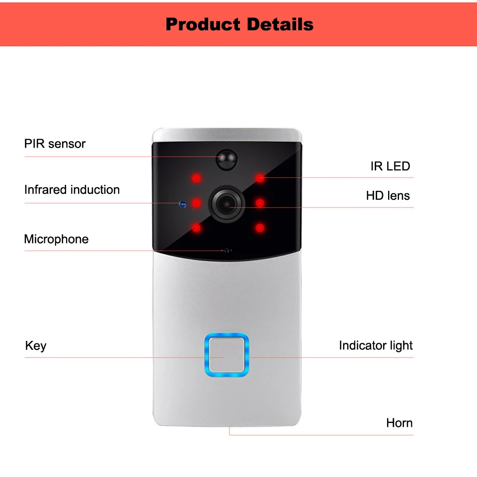 Смарт-видео дверной звонок камера wifi HD 720P беспроводной дверной звонок ночного видения двухсторонний аудио PIR система безопасности домофон