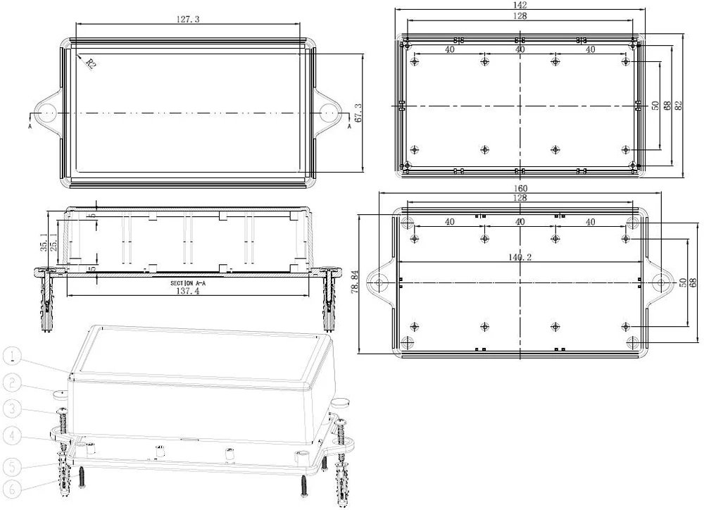 1 шт./лот Корпус для установки электроники корпус diy 145*85*40 мм ABS пластик распределительная коробка корпус для кабельного разъема розетка коробка