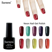 sarness Neon lucky Color Rainbow Nail Gel Polish Gorgeous Bling UV Gel Varnish Semi Permanent Polish soak off nail art cheap gel
