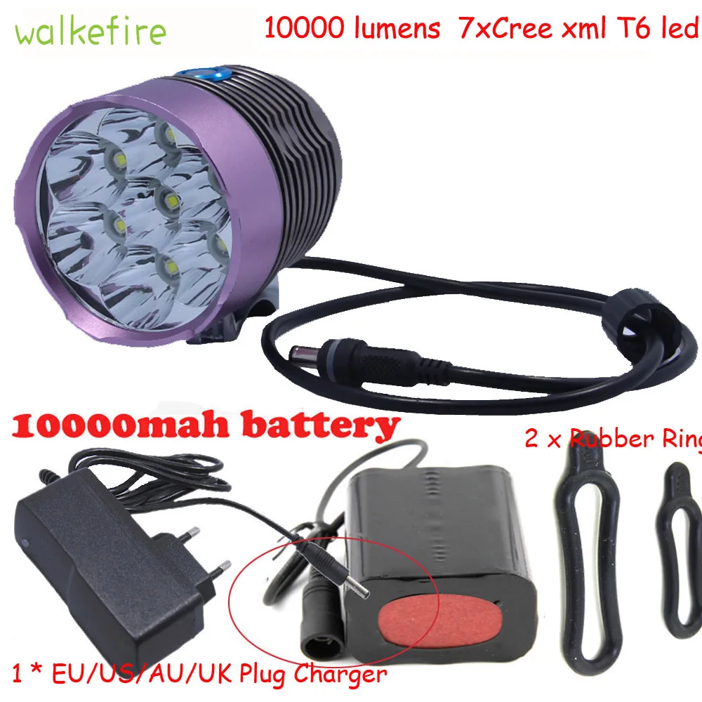 Светодиодный велосипедный светильник Walkfire 10000 люмен 7 x XML T6 Передний фонарь