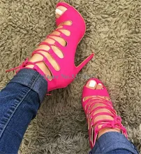 Women Beautiful Fashion Peep Toe Suede Leather Stiletto Heel Gladiator Sandals Lace-up Straps Cross High Heel Sandals high quality women fashion open toe red suede leather platform sandals cut out gold straps gladiator sandals high heel sandals