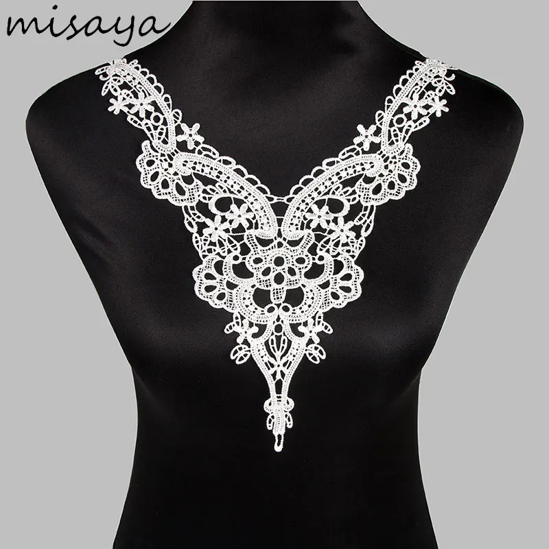 

Misaya 1pc White/Black Embroidery Polyester Lace Collar Fabric DIY Manual Collar Lace Fabrics For Sewing Supplies Trim
