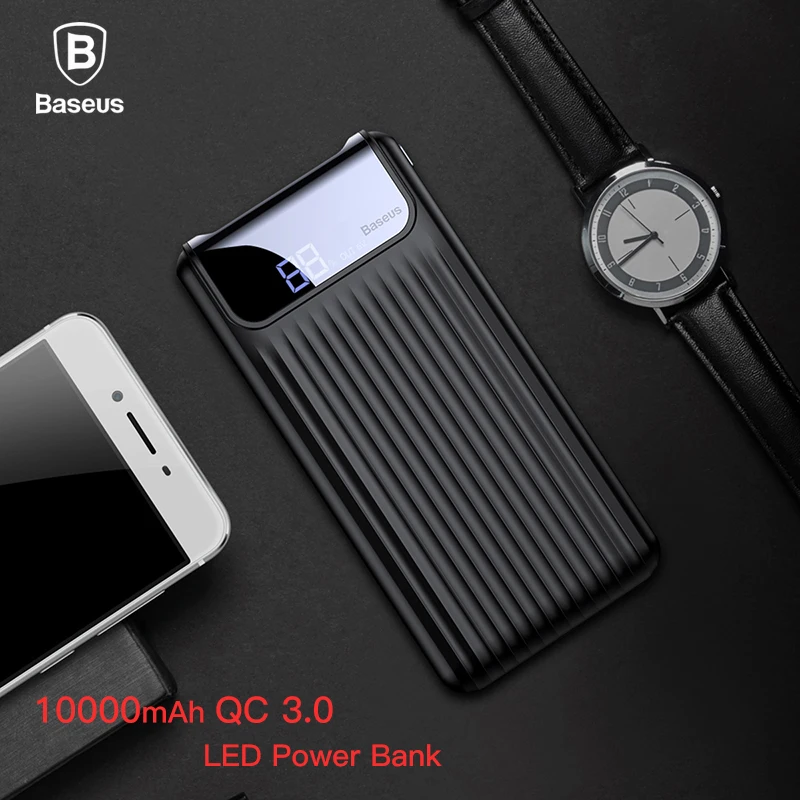 Baseus 10000 mAh lcd Быстрая зарядка 3 0 5V3A банк питания для iPhone X 8 7 samsung Xiaomi huawei зарядное