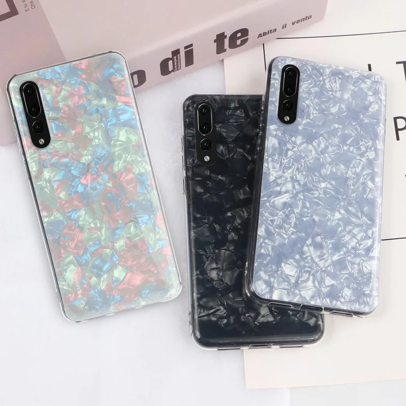 

Fashion Conch Shell Pattern Phone Case For Huawei P20 Lite P20 Pro NOVA3E Hard Back Shockproof Cover For iPhone X 6 6S 7 8 Plus