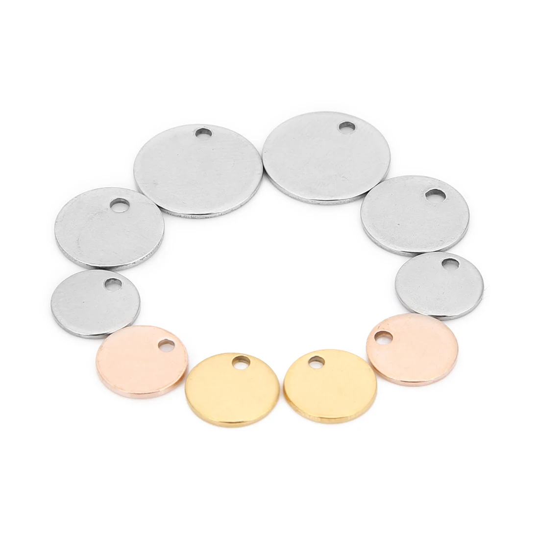 

XINYAO 20Pcs/lot Stainless Steel Tags Rose Gold Round Disc Smooth Charm Pendant Connectors For Handmade Diy Jewlery Making