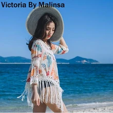 Женские блузки с кисточками, летние весенние топы с принтом перьев, сексуальные топы с рукавами «летучая мышь», пляжные закрывающие топы, рубашки